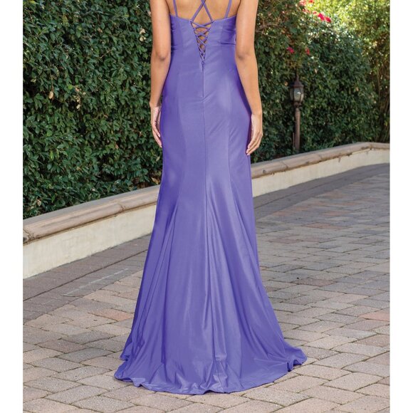 New Sleeveless Sheath Rhinestones Embellished Prom Dress w/ Lace Up Back DQ 4274 - Picture 6 of 9